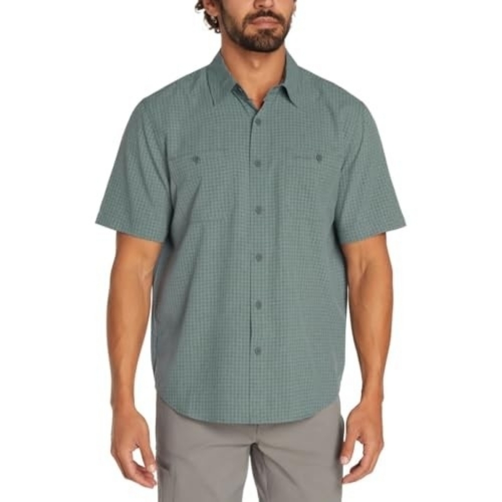 NWT Orvis Olive Grey Plaid Short Sleeve Tech Shirt Xl